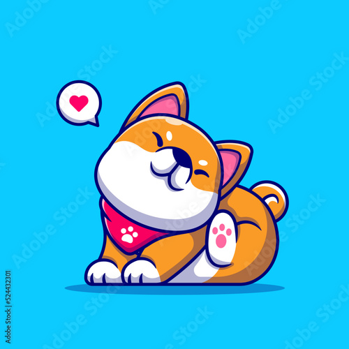 Cute Shiba Inu Dog Scratching Ear Cartoon Vector Icon 
Illustration. Animal Nature Icon Concept Isolated Premium 
Vector. Flat Cartoon Style