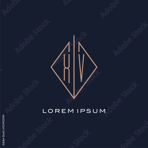 Monogram XV logo with diamond rhombus style, Luxury modern logo design photo