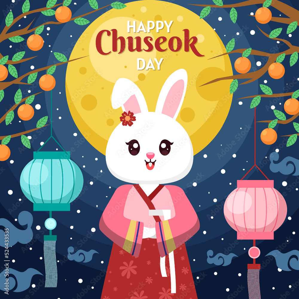 Fototapeta premium Happy Chuseok Day with Jade Rabbit