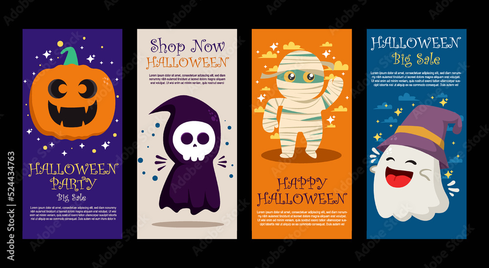 Fototapeta premium Happy Cute Halloween Banner Sale