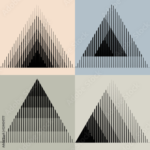 Square Logo with triangles.Modern art design .Black Vector stripes .Straight speed lines .Geometric shape. Wall art .