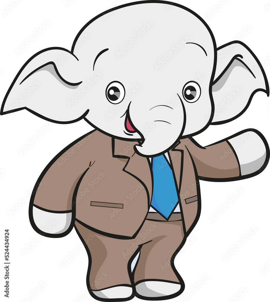 cute elephant business official mascot cartoon