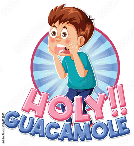 Cute cartoon character shouting holy guacamole icon