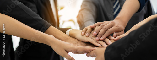 Businesspeople cooperate for create power of team in the office. Teamwork Concept, Startup teamwork concept