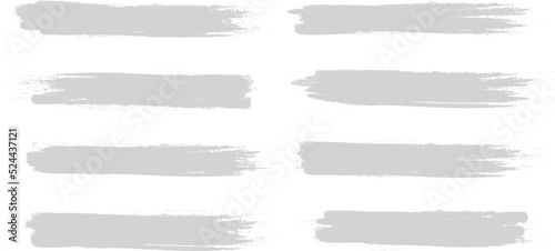 Gray brush stroke set isolated on background. Collection of trendy brush stroke vector for grey ink paint, grunge backdrop, dirt banner, watercolor design and dirty texture. Brush stroke vector