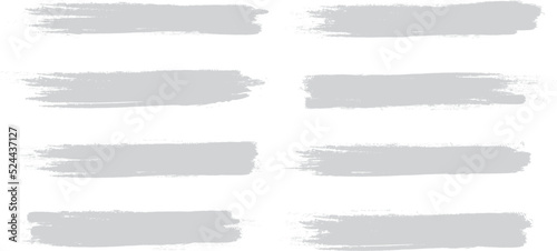 Gray brush stroke set isolated on background. Collection of trendy brush stroke vector for grey ink paint, grunge backdrop, dirt banner, watercolor design and dirty texture. Brush stroke vector