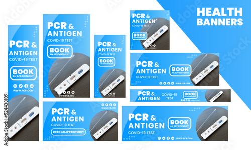Covid 19 Test, antigen and PCR health test Web banners and google ads