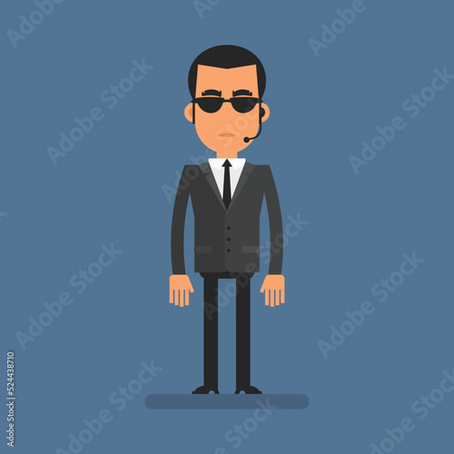 Special agent stand in black suit