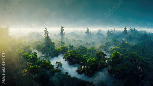 Sunny rainforest jungle landscape scene as wallpaper © Robert Kneschke