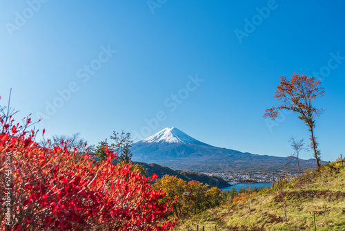 秋の富士山と河口湖【山梨県・南都留郡・富士河口湖町】 Mt. Fuji and Lake Kawaguchi in autumn - Yamanashi, Japan