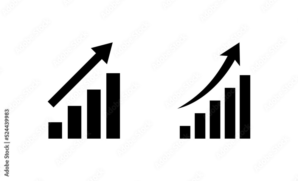 Growing graph icon vector. Chart sign and symbol. diagram icon Growing graph icon vector. Chart sign and symbol. diagram icon