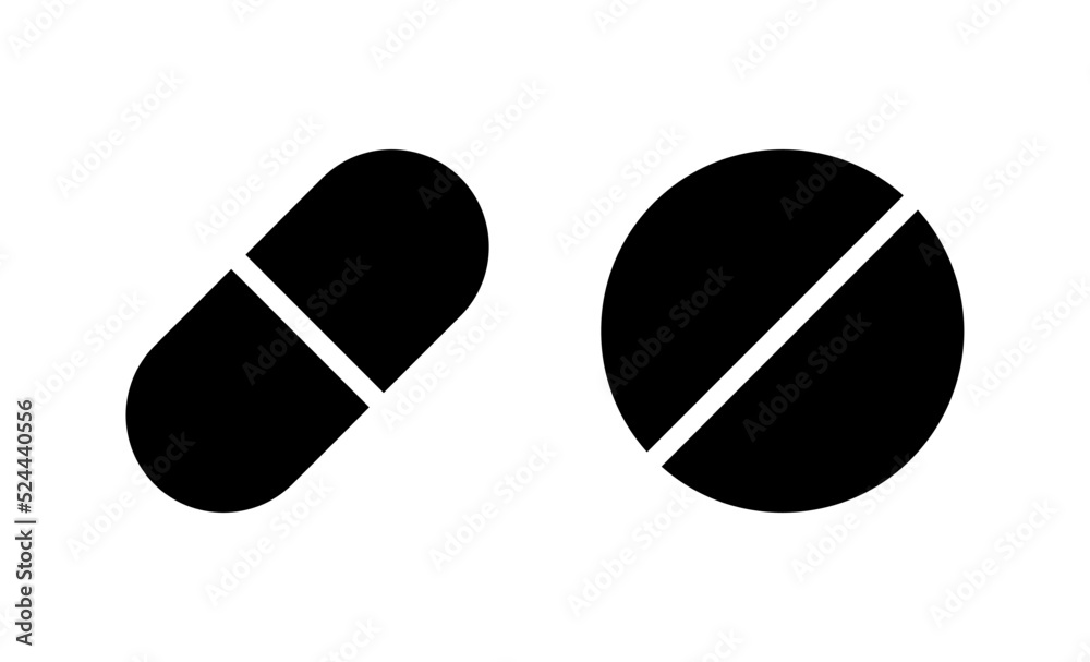 Pills icon vector. capsule icon. Drug sign and symbol Pills icon vector. capsule icon. Drug sign and symbol