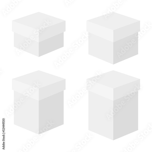 cardboard gift box vector illustration. gift box made of white cardboard with a lid. Illustration isolated on white background

