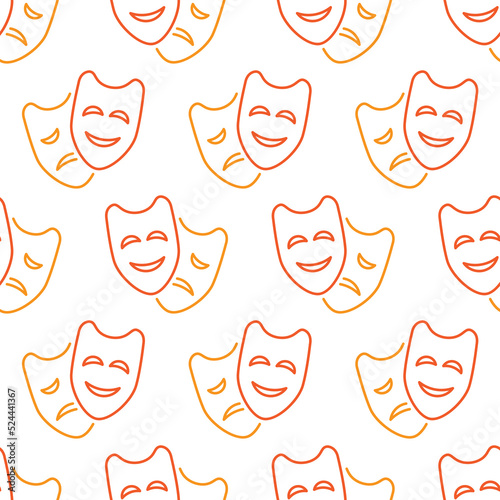 Theater mask seamless pattern with icons