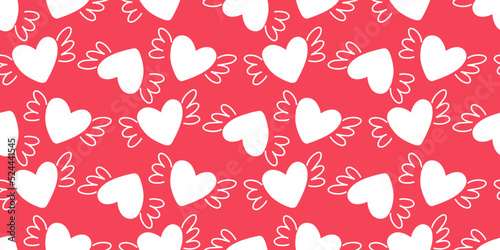 Valentines hearts red seamless pattern