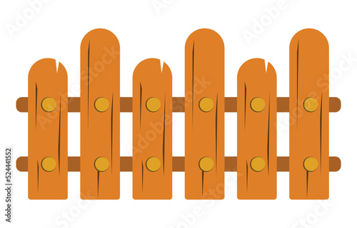 Brown wooden fence vector. Isolated on white background. Home decoration accessories illustration. House fence.