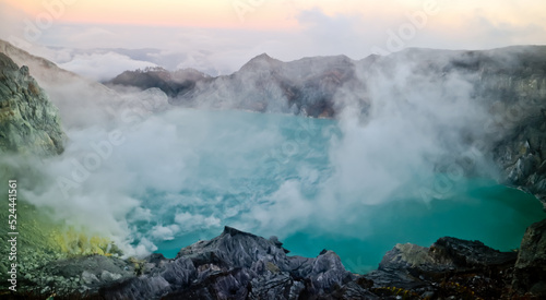 the beauty of the Ijen crater in the morning. Banyuwangi, East Java, Indonesia © YURIANTO