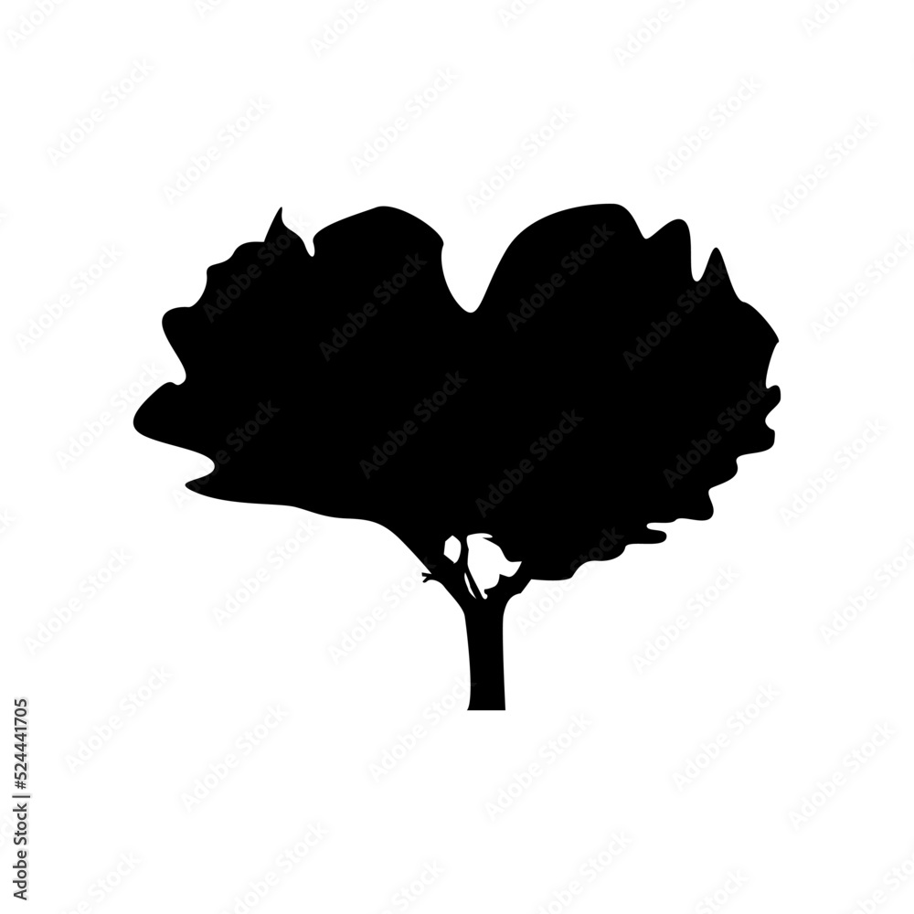Tree black silhouette, plant vector illustration, tree flat design. Tree black silhouette, plant vector illustration, tree flat design.