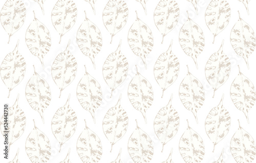 Drawing rubber plant leaves. Abstract background. Seamless floral pattern. Minimalism design.


