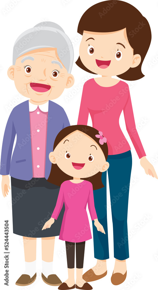 Cute Family together. Group of people standing. Little boy, teenager girl, woman, man, old man, senior woman,Father, mother, sister, brother, grandfather Cute Family together. Group of people standing. Little boy, teenager girl, woman, man, old man, senior woman,Father, mother, sister, brother, grandfather