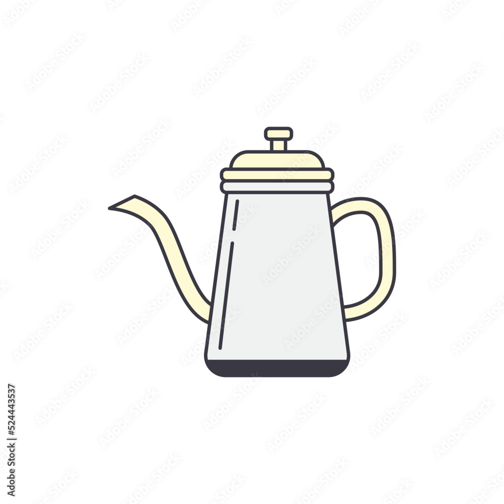 Obraz premium Coffee kettle, percolator icon in color, isolated on white background 