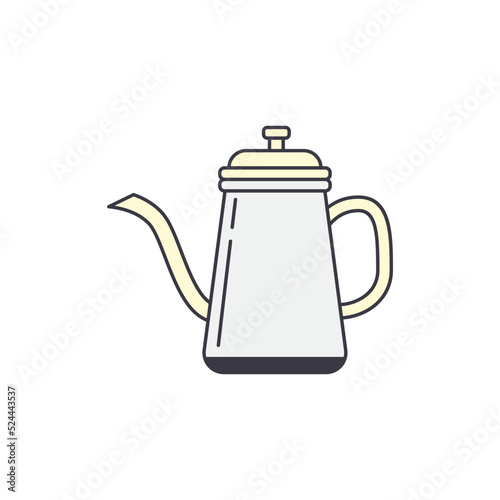 Coffee kettle, percolator icon in color, isolated on white background 