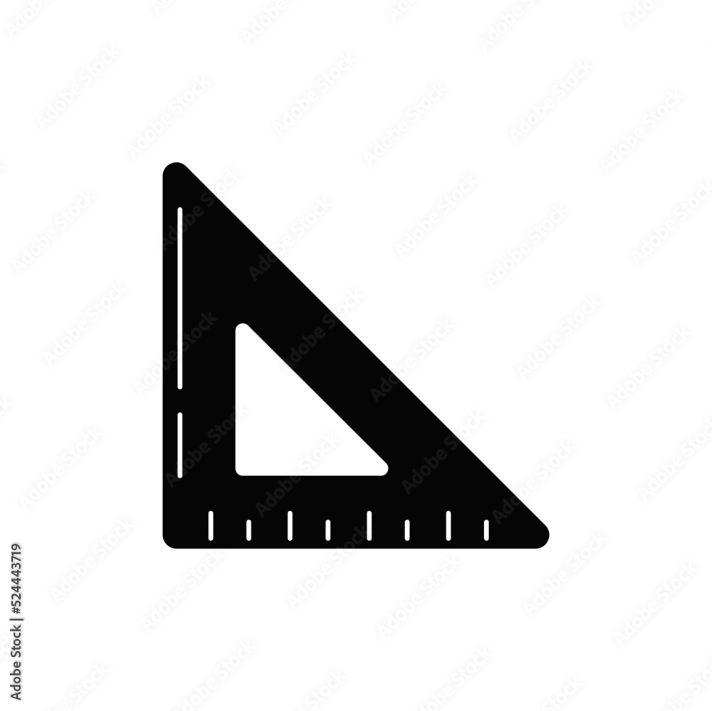Triangle ruler, geometry icon in black flat glyph, filled style isolated on white background Triangle ruler, geometry icon in black flat glyph, filled style isolated on white background