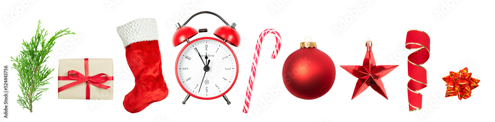 Horizontal banner from christmas toys set Horizontal banner from christmas toys set