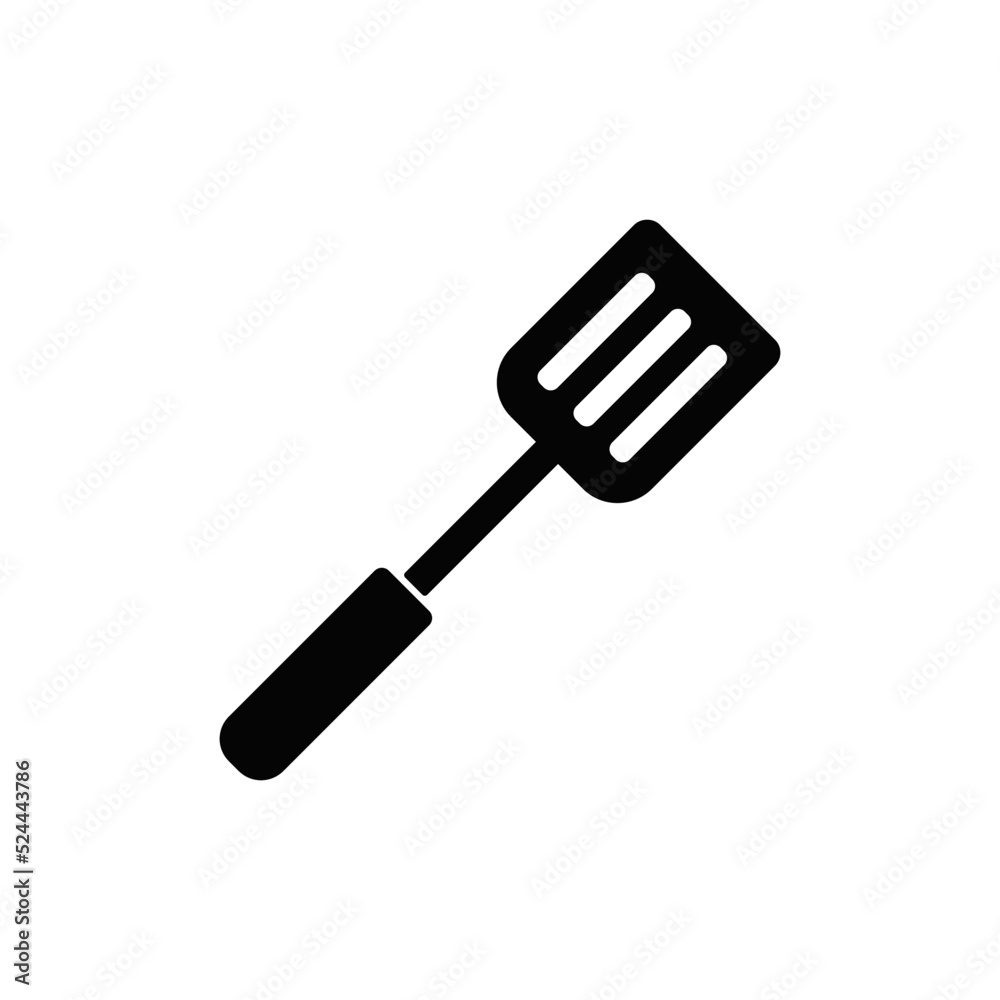 Spatula icon in black flat glyph, filled style isolated on white background Spatula icon in black flat glyph, filled style isolated on white background