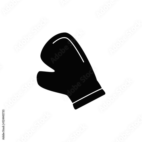 Kitchen cooking glove icon in black flat glyph, filled style isolated on white background