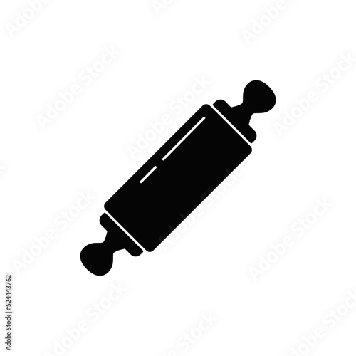 Rolling pin icon in black flat glyph, filled style isolated on white background