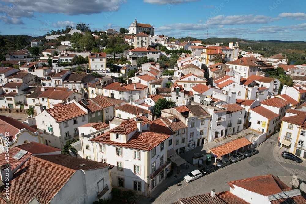 Aerial drone view of Constancia in Santarem district, Portugal