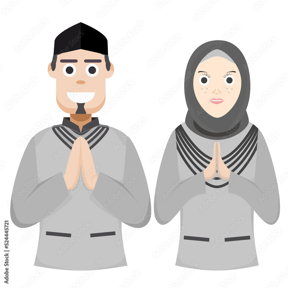 Couple Happy Eid Al Fitr Adha Ramadan Pose Give Wishing Couple Happy Eid Al Fitr Adha Ramadan Pose Give Wishing