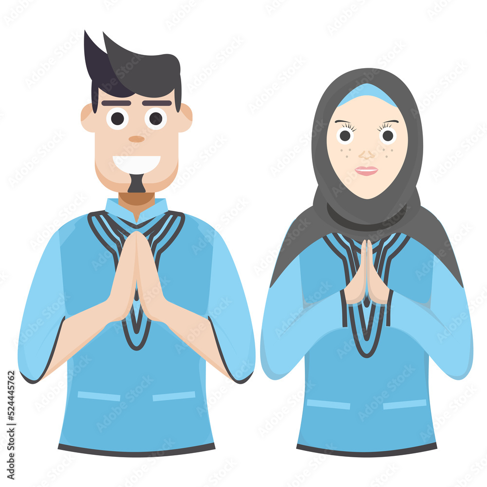 Couple Happy Eid Al Fitr Adha Ramadan Pose Give Wishing Couple Happy Eid Al Fitr Adha Ramadan Pose Give Wishing