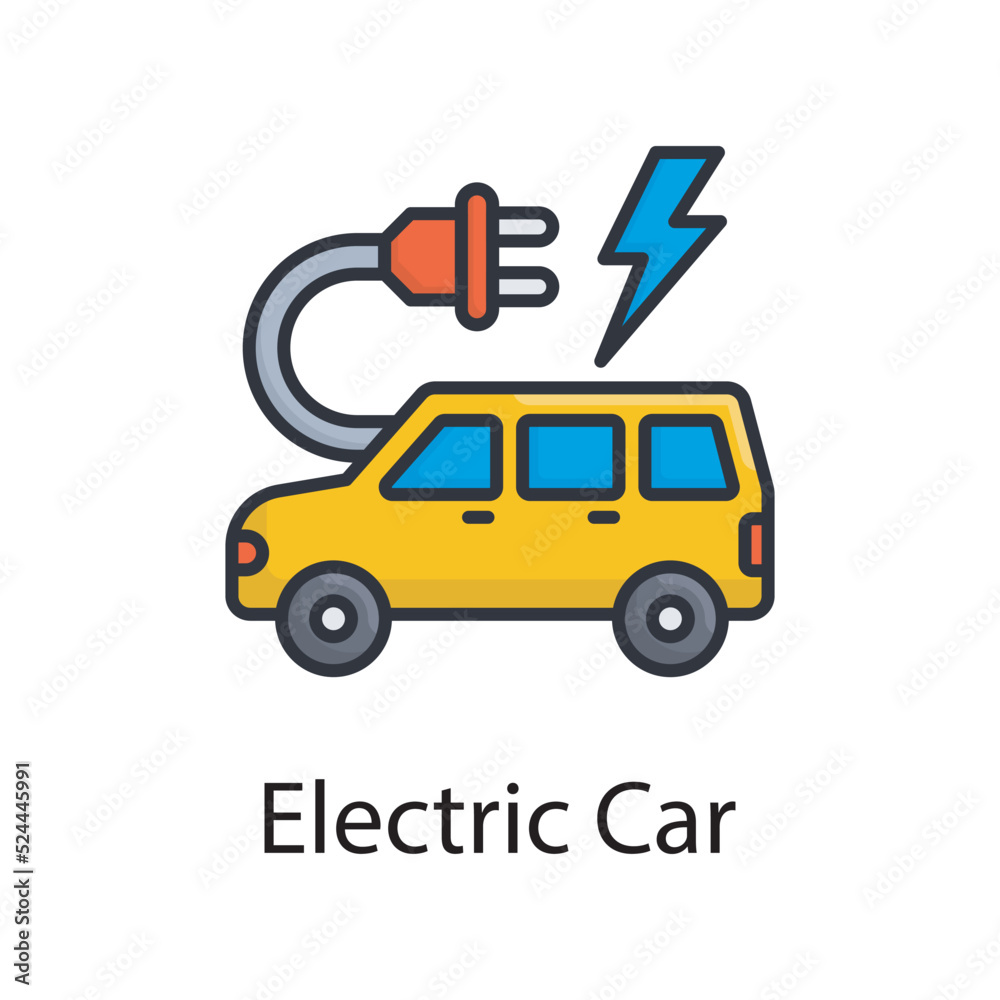 Electric Car vector filled outline Icon Design illustration. Miscellaneous Symbol on White background EPS 10 File Electric Car vector filled outline Icon Design illustration. Miscellaneous Symbol on White background EPS 10 File