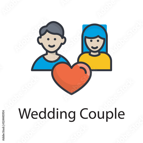 Wedding Couple vector filled outline Icon Design illustration. Miscellaneous Symbol on White background EPS 10 File
