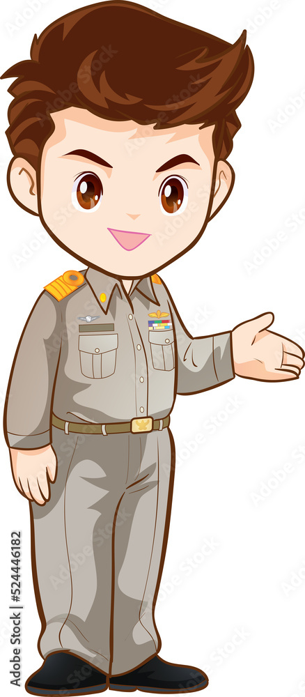 Thai man and woman official Saluting Cute couple cartoon of Thai government officers Thai man and woman official Saluting Cute couple cartoon of Thai government officers