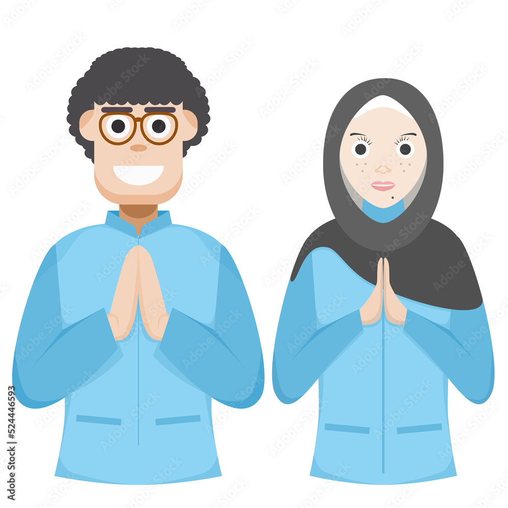 Couple Happy Eid Al Fitr Adha Ramadan Pose Give Wishing Couple Happy Eid Al Fitr Adha Ramadan Pose Give Wishing