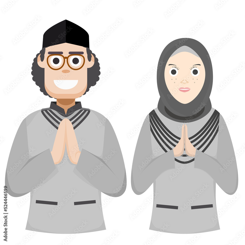 Couple Happy Eid Al Fitr Adha Ramadan Pose Give Wishing Couple Happy Eid Al Fitr Adha Ramadan Pose Give Wishing