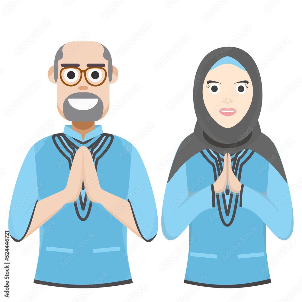 Couple Happy Eid Al Fitr Adha Ramadan Pose Give Wishing Couple Happy Eid Al Fitr Adha Ramadan Pose Give Wishing