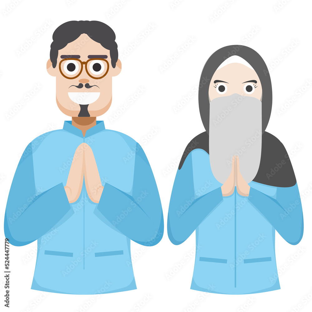 Couple Happy Eid Al Fitr Adha Ramadan Pose Give Wishing Couple Happy Eid Al Fitr Adha Ramadan Pose Give Wishing