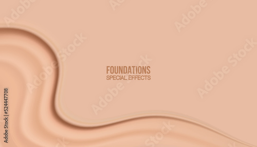 Realistic beige foundation creamy texture for beauty products advertising,