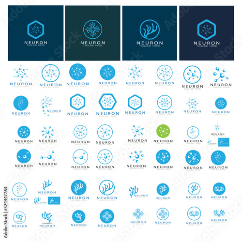 Neuron logo or nerve cell logo design,molecule logo illustration template icon with vector concept