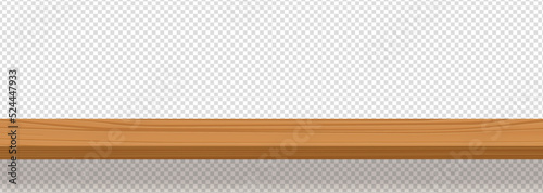 Vector wooden shelve isolated on transparent background