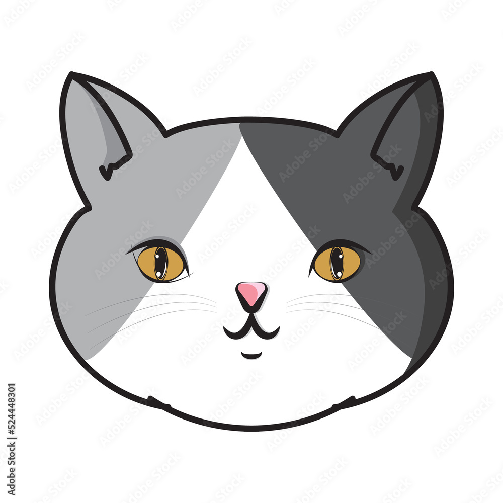 Cute Head Cat White Black Gray Three Color