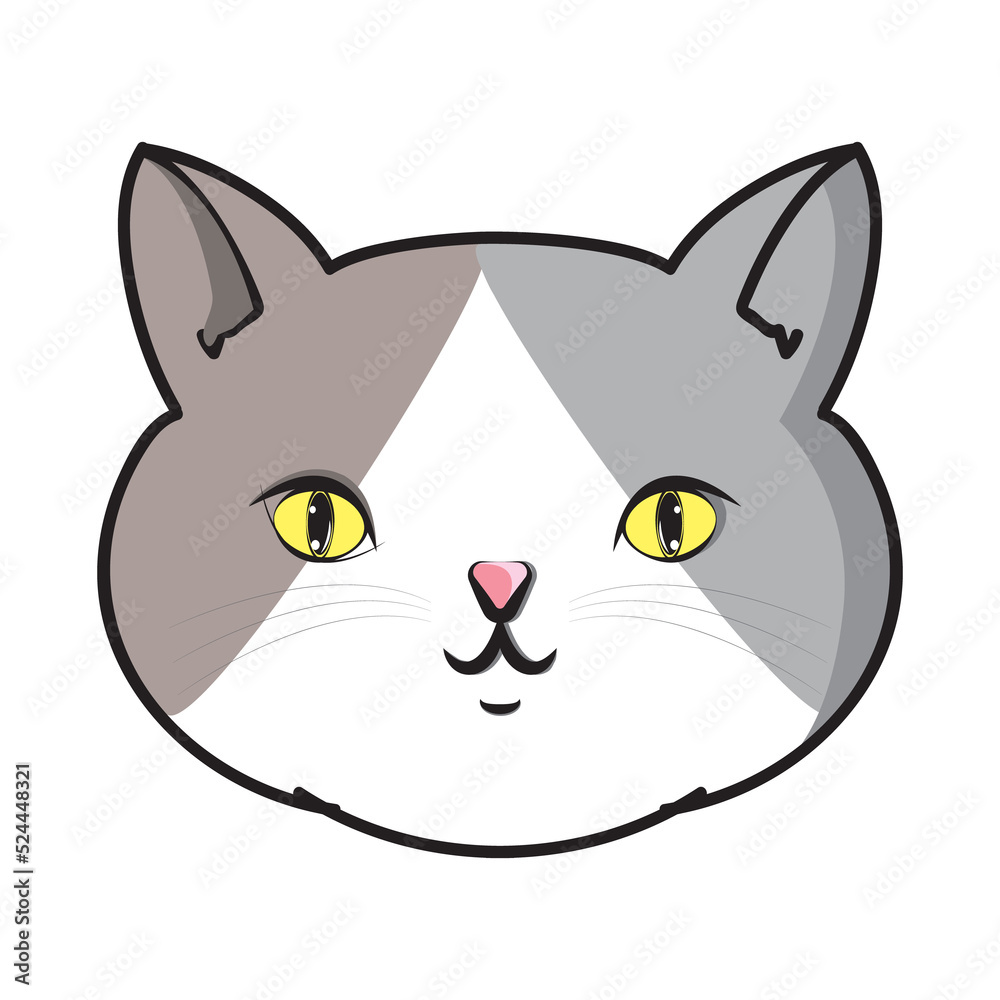 Cute Head Cat White Brown Gray Three Color Cute Head Cat White Brown Gray Three Color