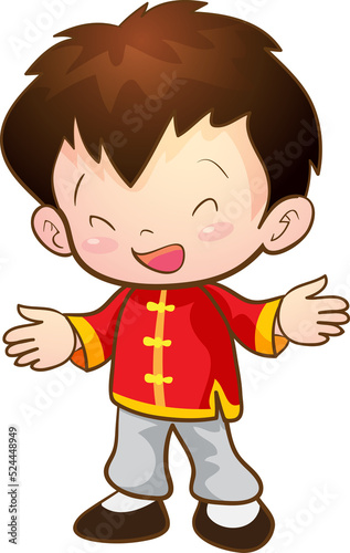 cute kids character in chinese traditional style