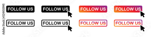 Follow us with cursor icon, vector illustration