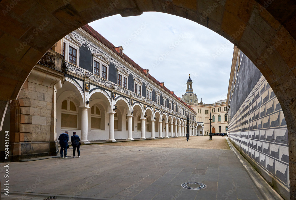 Courtyard of the museum of Transport in the city center, Dresden, Germany
