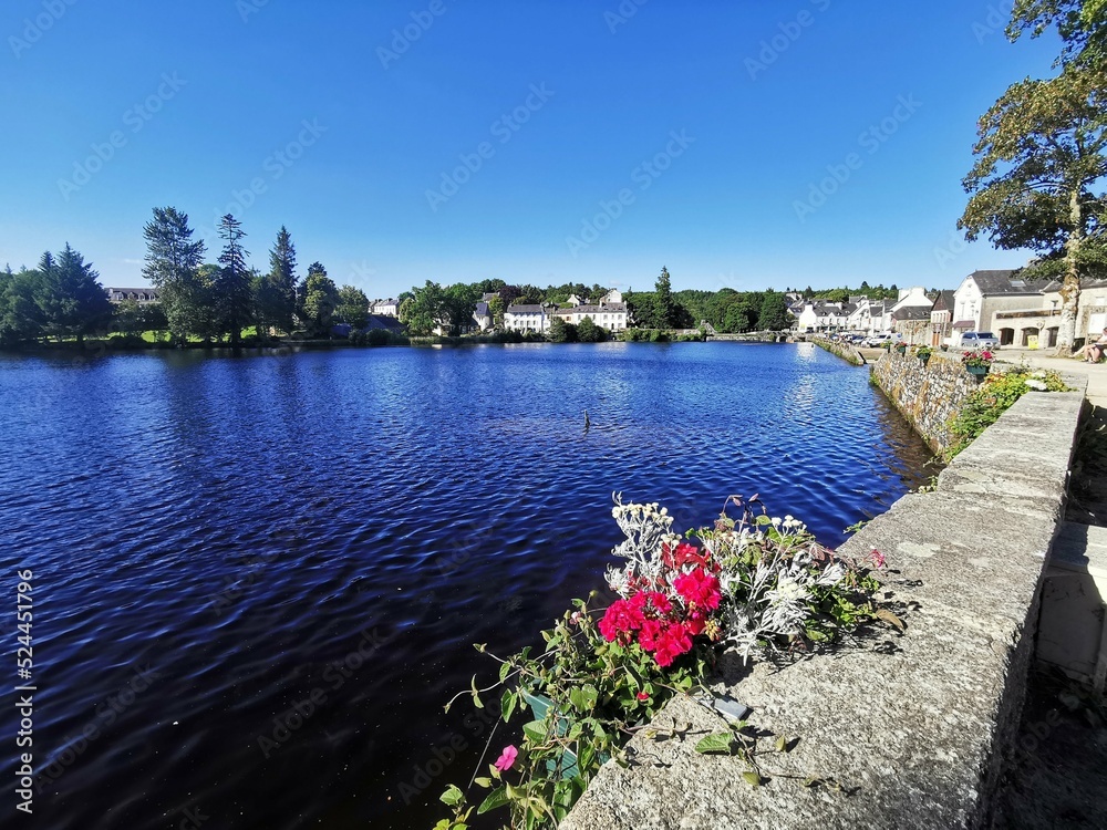 Views of the lake in the village of Huelgoat in Brittany, France.